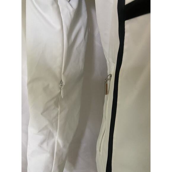 Descente Women's Ski Jacket Puffer White Black Stripe Hood Motion 3D Heat Navi S - Picture 5 of 13